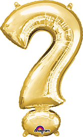 Gold Mylar "?"  Question Mark Balloon 36 inch with Balloon weight
